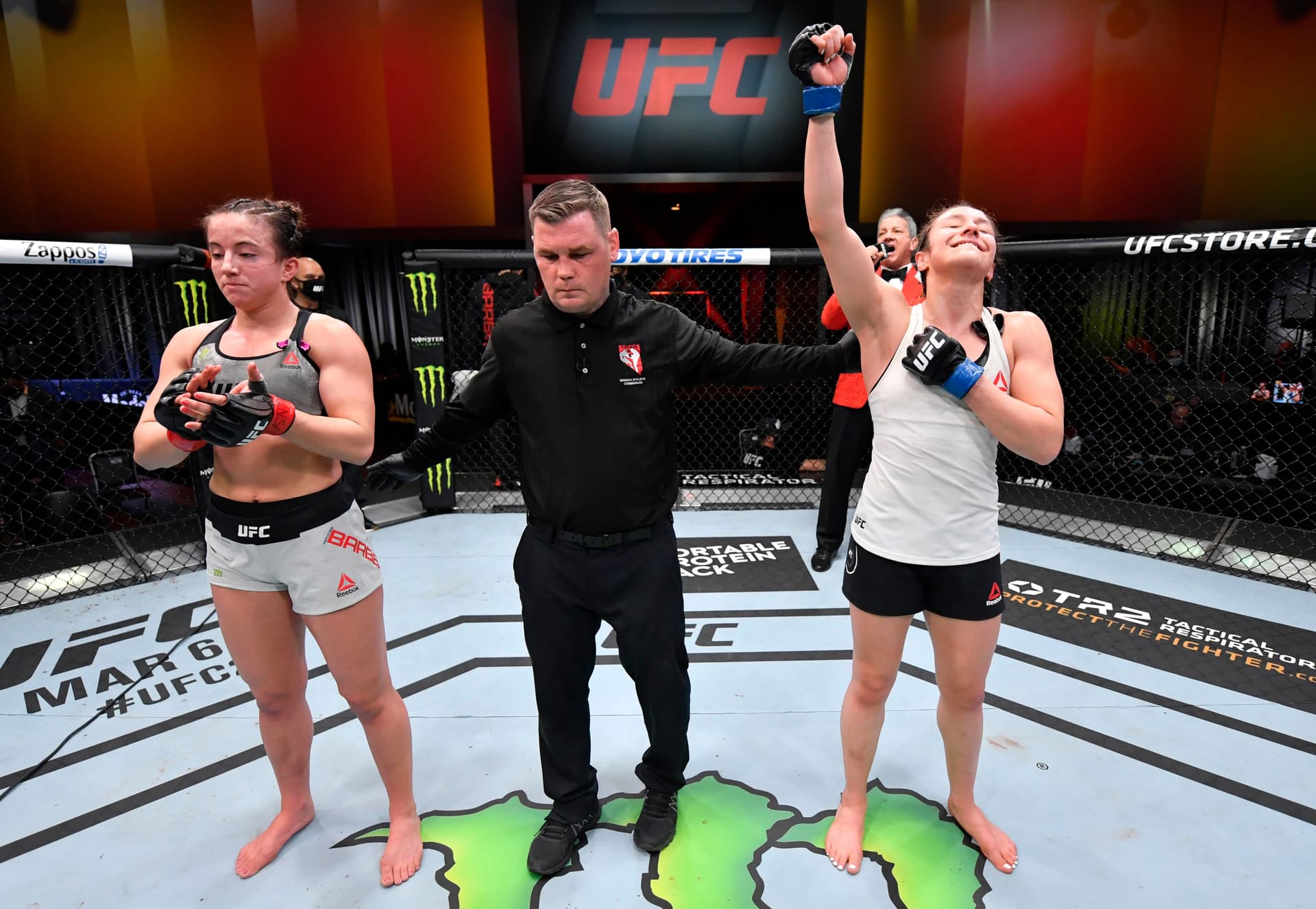 Alexa Grasso of Mexico reacts after her victory over Maycee Barber