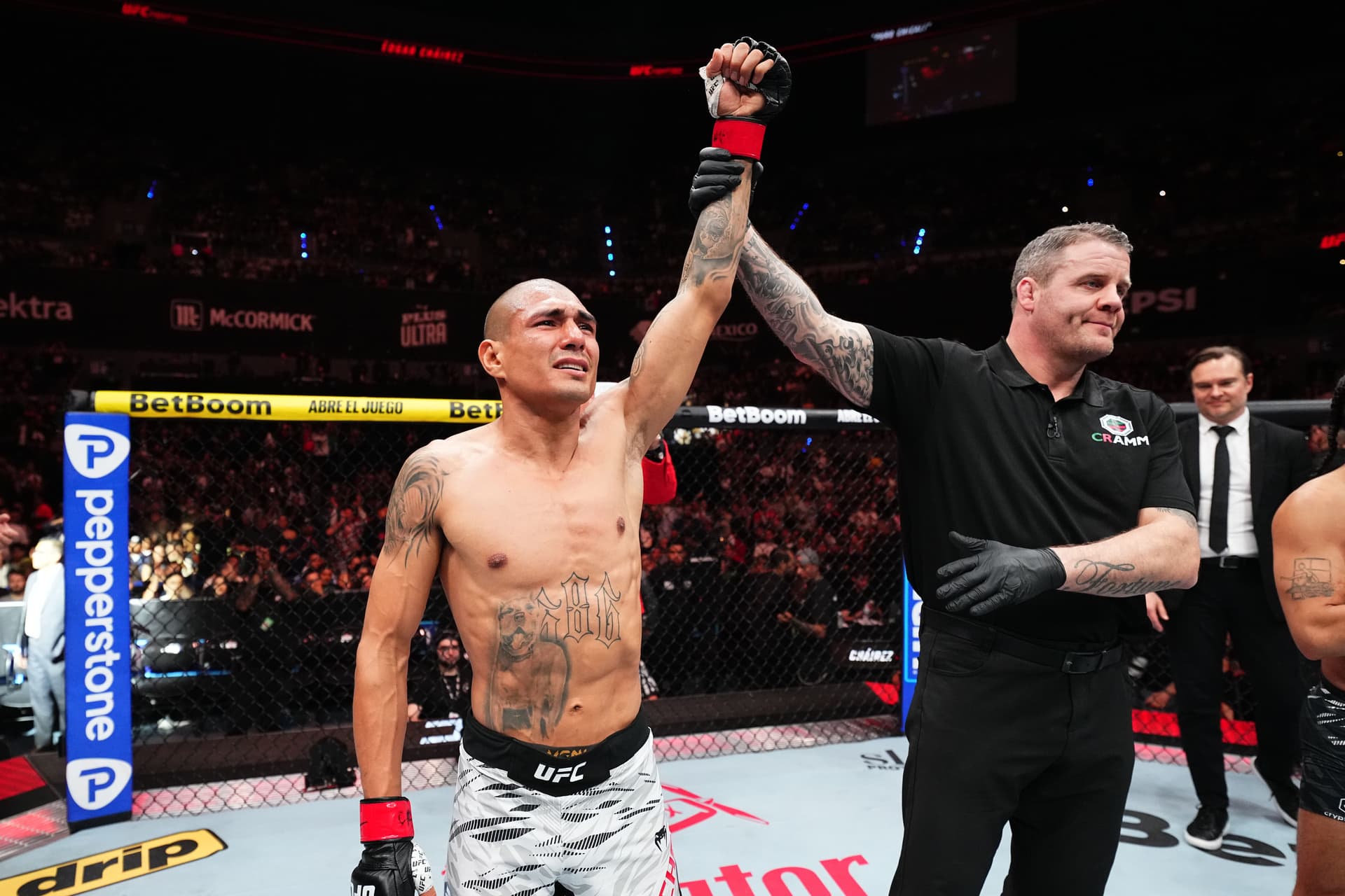Edgar Chairez reacts after a submission victory against CJ Vergara