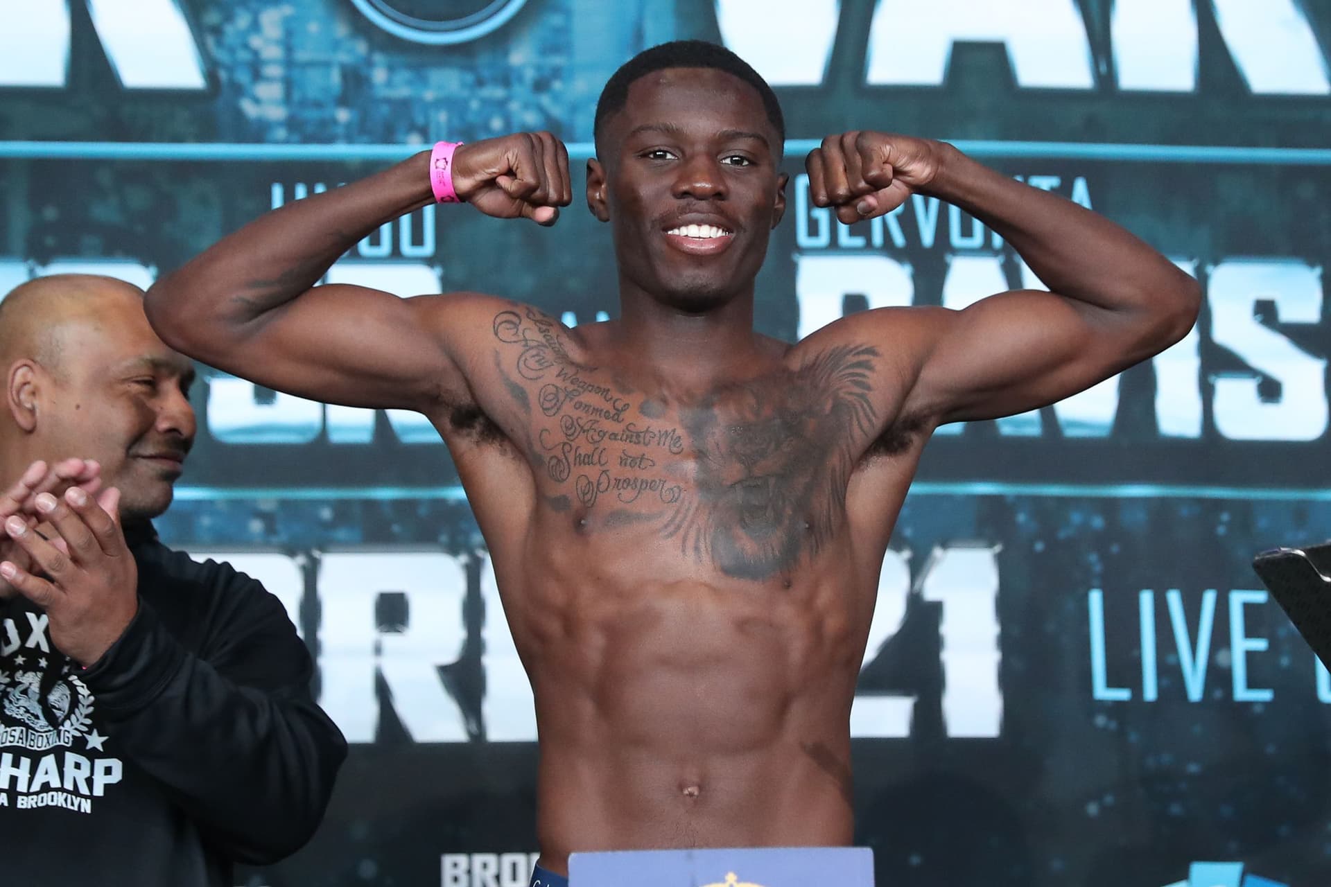 Richardson Hitchins poses for members of the media at the weigh-ins for the April 21st